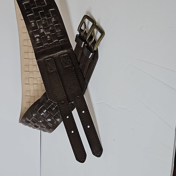 Double Buckle Wide Belt Sz M Brown  NWT - Picture 2 of 9